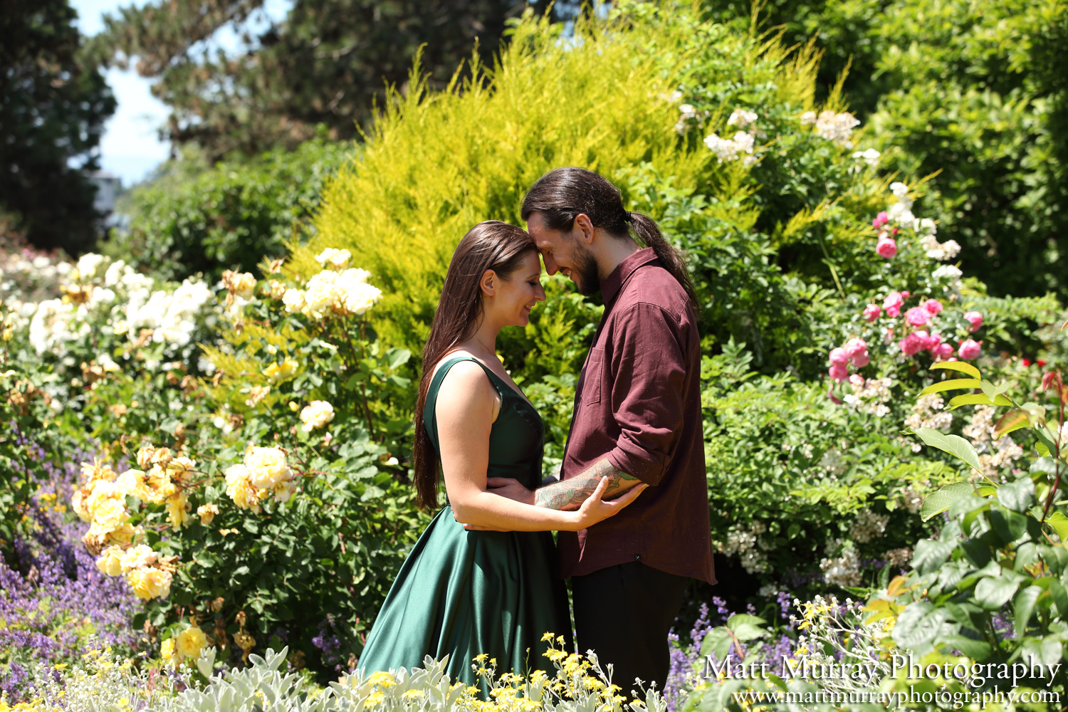 Vancouver Summer Enagagement Ceremony Rose Garden