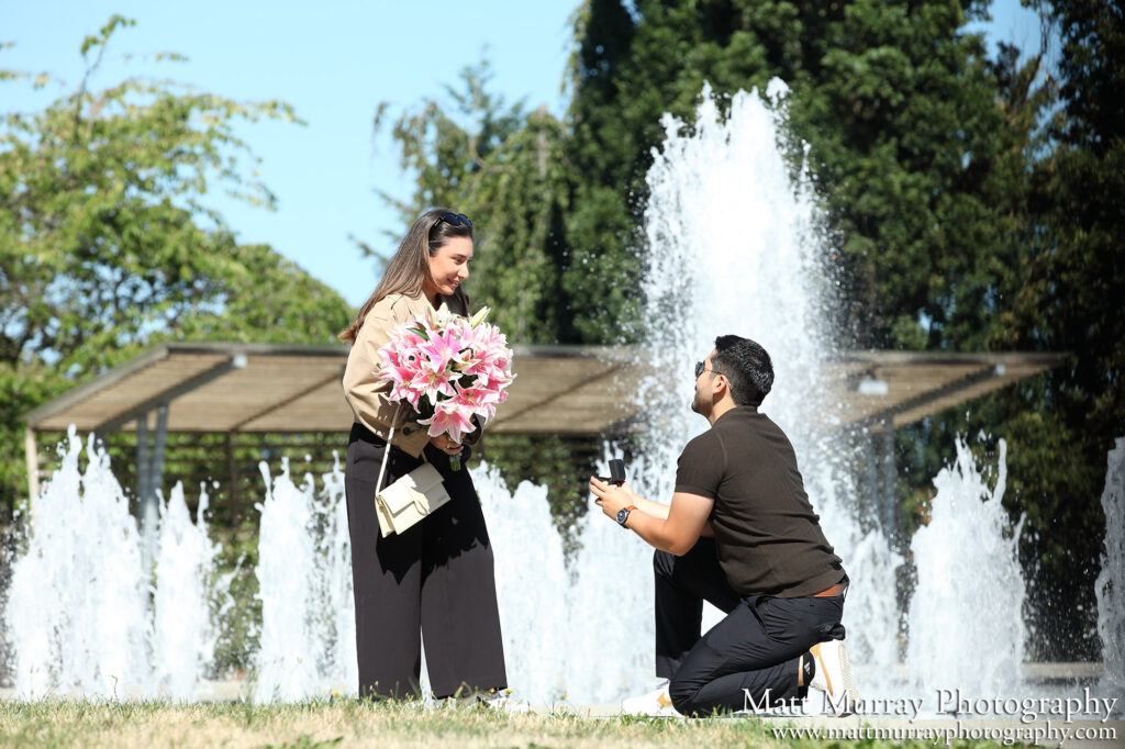 Vancouver Water Fountain Secret Engagement Proposal