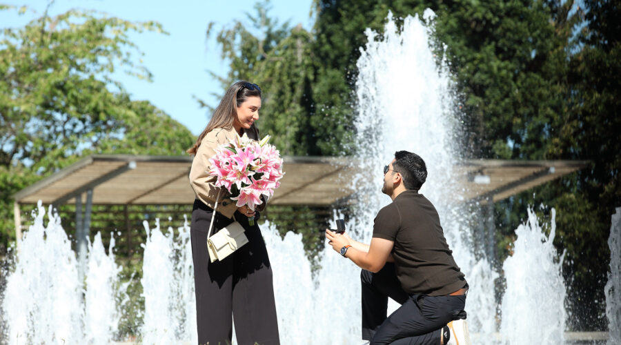 Vancouver Water Fountain Secret Engagement Proposal
